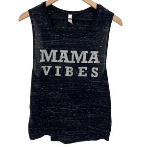Mama Vibes Heathered Gray Muscle Tank Top Size Medium